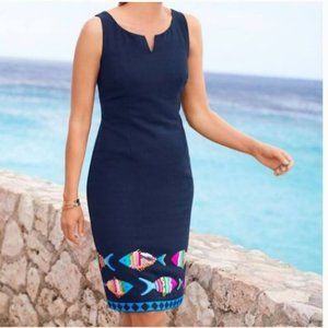 Worn Once! Talbots Fish Sequin Knee Length Sleeveless Sheath Dress.